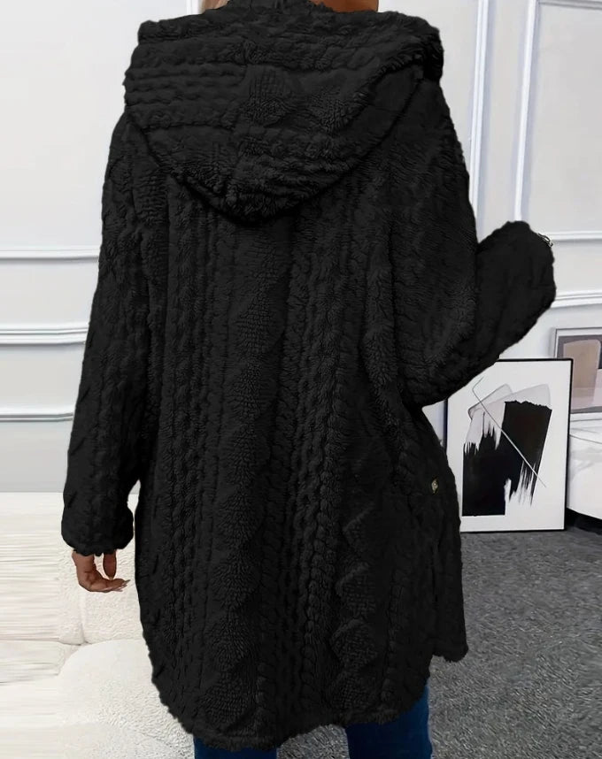 Stylish Hooded Plush Cardigan Jacket