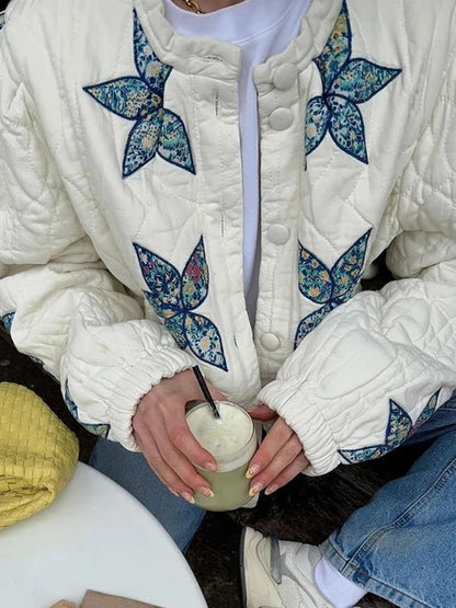 BloomNest Quilted Bomber Jacket