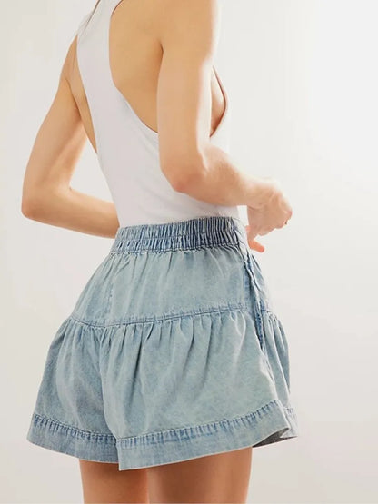 Elegant High Waist Denim Shorts