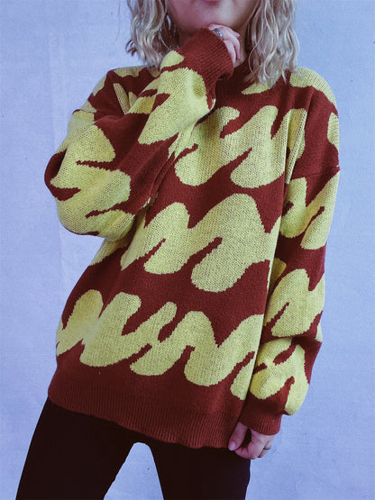 Stripe Craft Patchwork Knit Pullover