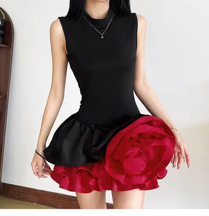 3D Floral Patchwork A-Line Dress