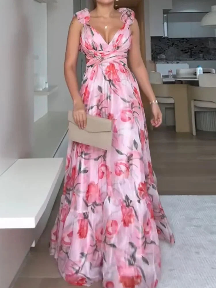 Elegant Waves Long Maxi Dress