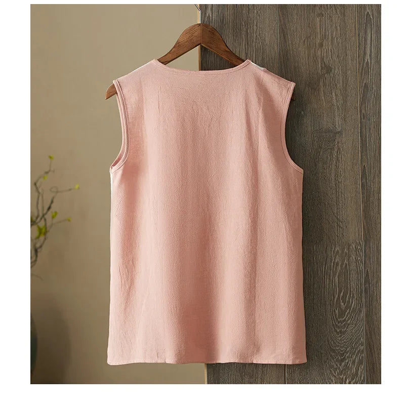 Asymmetric Cotton Linen Top