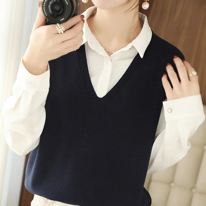 Women’s V-Neck Knit Vest — Stylish Sleeveless