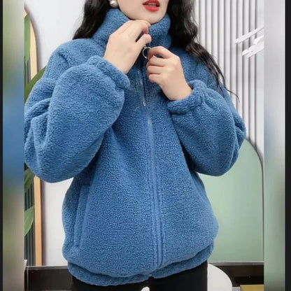Plus Size Thick Coat — Soft Particle Fleece Outerwear