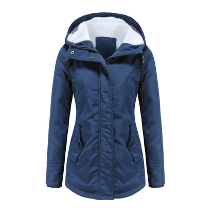 Women’s Thickened Lamb Velvet Parka – Hooded Winter Coat