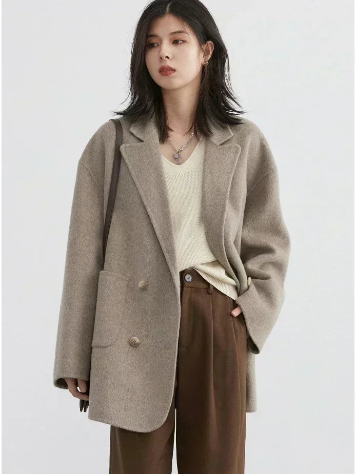 Women’s Luxury Wool-Blend Long Coat