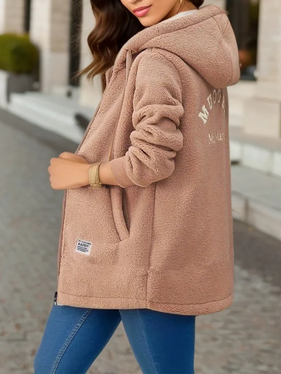 Women’s Fluffy Spring Hoodie Coat — Warm, Trendy & Casual