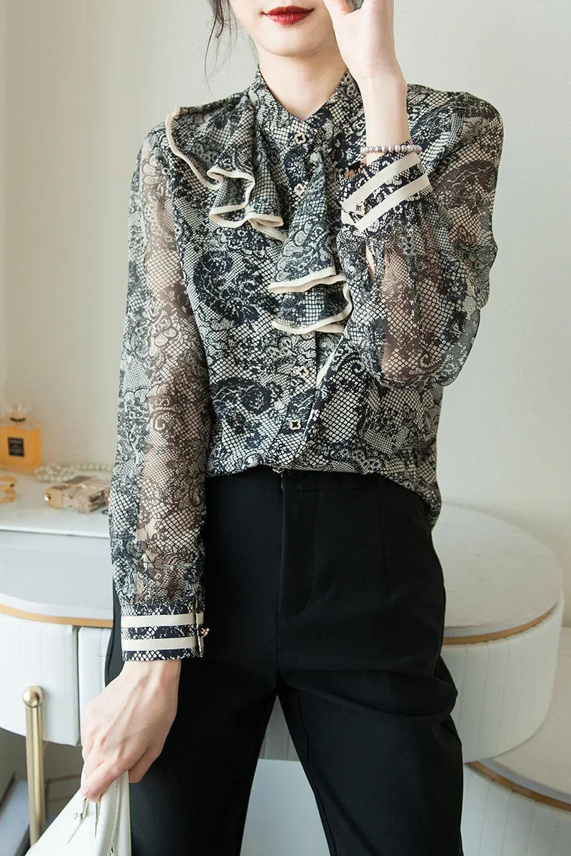 Embroidered Silk Lantern Shirt