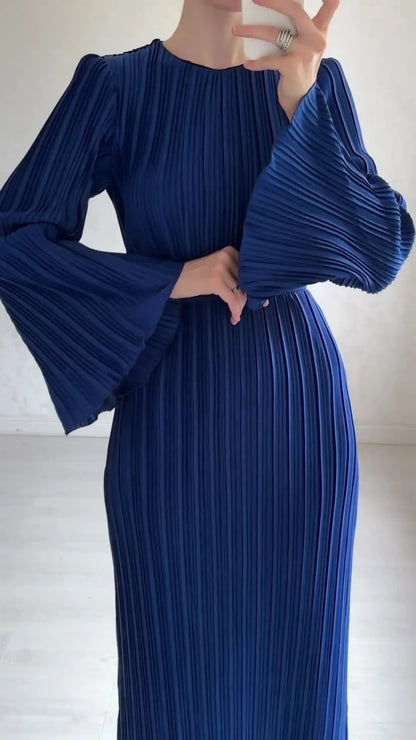 Pleated Flare Sleeve Maxi Dress
