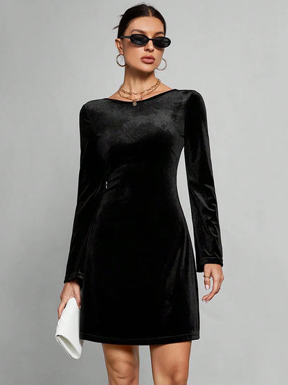 Black Mini Dress — Elegant Backless Streetwear