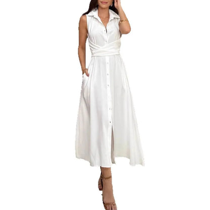 White Lace-Up Maxi Dress