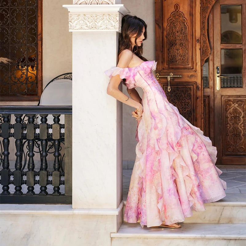 Parisian Breeze Off-Shoulder Maxi Dress