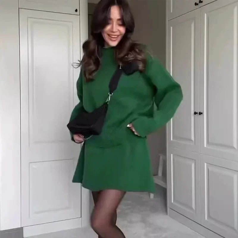 O-Neck Long Sleeve Outfit