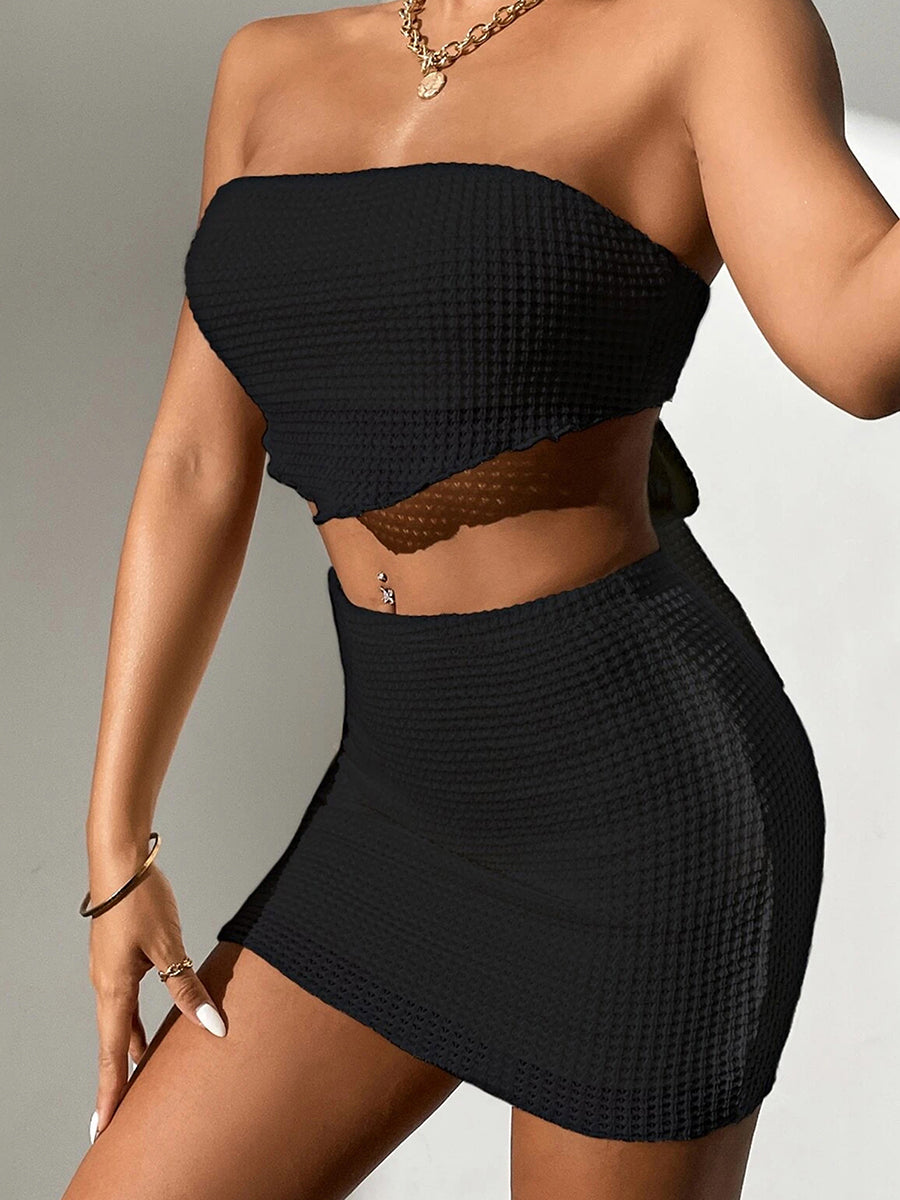 GlowKnit Strapless Skirt Set