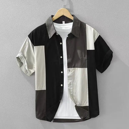 Korean Embroidered Splice Punk Shirt