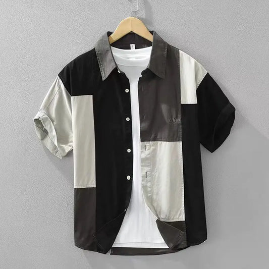 Korean Embroidered Splice Punk Shirt