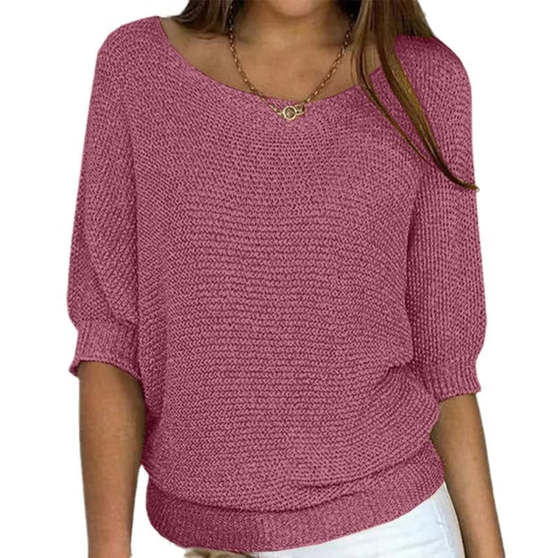 Elegant Spliced Knit Sweater for Women