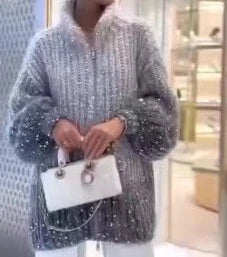 Sequin V-Neck Party Sweater