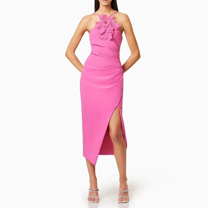 Petal Grace 3D Floral Midi Dress