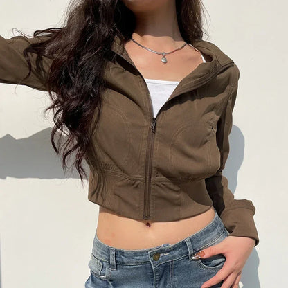 Retro Glow Turtleneck Crop Bomber