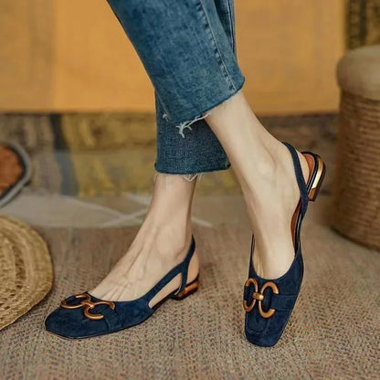 Retro Suede Slingback Office Flats