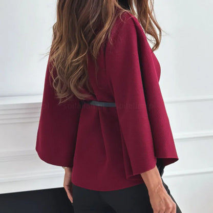 Elegant One-Button Woolen Cloak