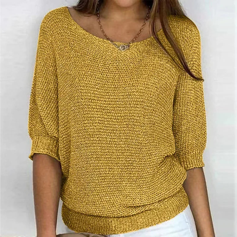 Elegant Spliced Knit Sweater for Women
