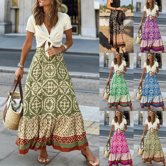 Sunlit Charm Bohemian Maxi Skirt
