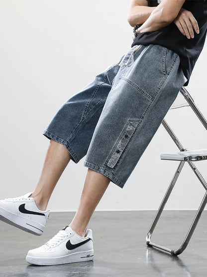 Men’s Washed Denim Capri Shorts