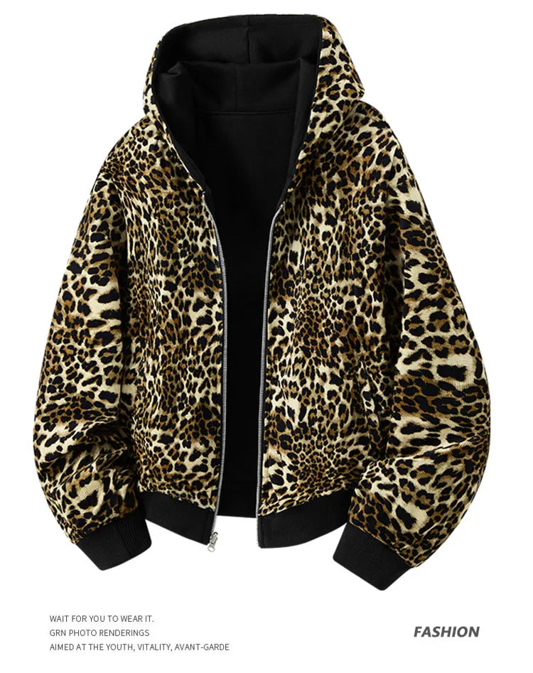 Leopard Print Reversible Hoodie