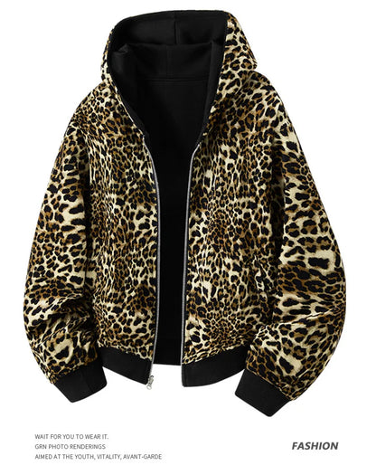 Leopard Print Reversible Hoodie