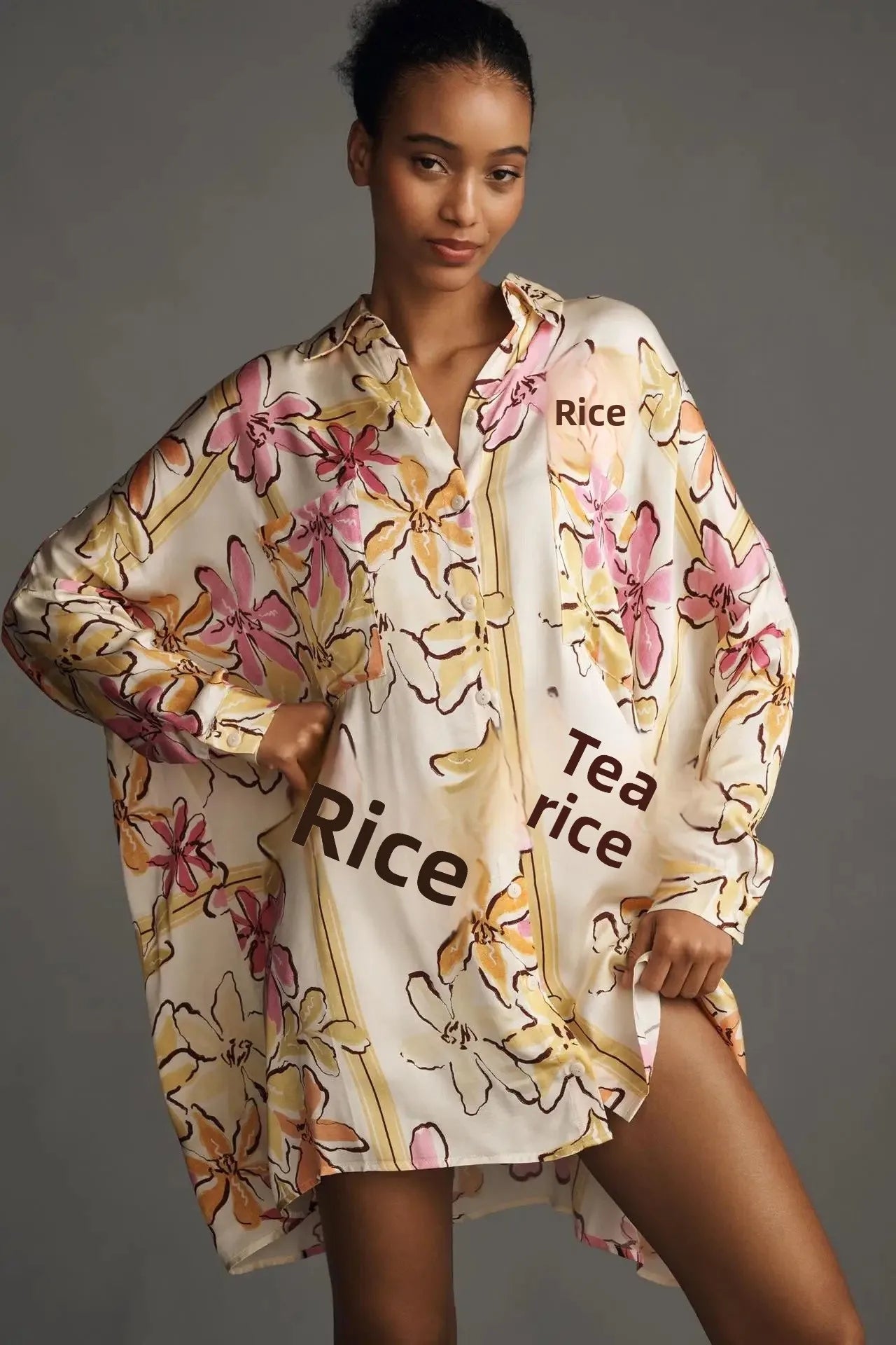 Chic Doodle Print Cardigan Dress