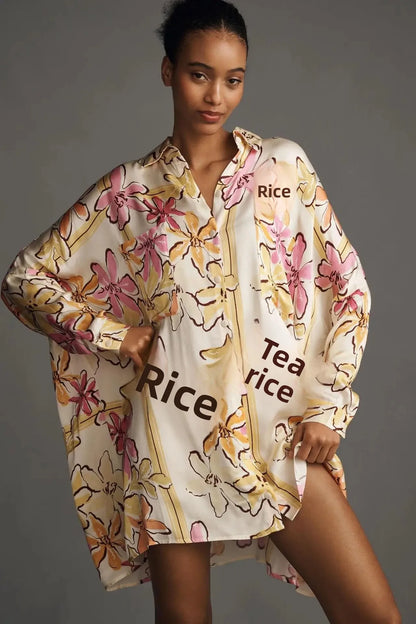 Chic Doodle Print Cardigan Dress