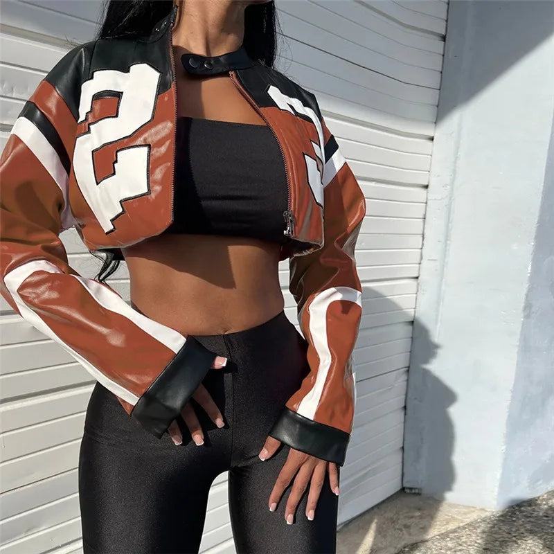 Urban Gloss Letter Print Crop Jacket
