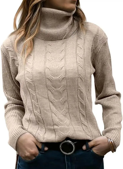 Retro Knit Patchwork Turtleneck Sweater