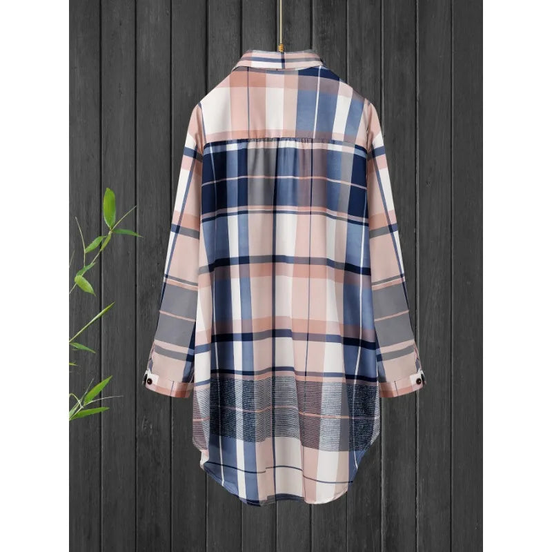 Plaid Charm Oversized Lapel Shirt