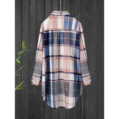Plaid Charm Oversized Lapel Shirt