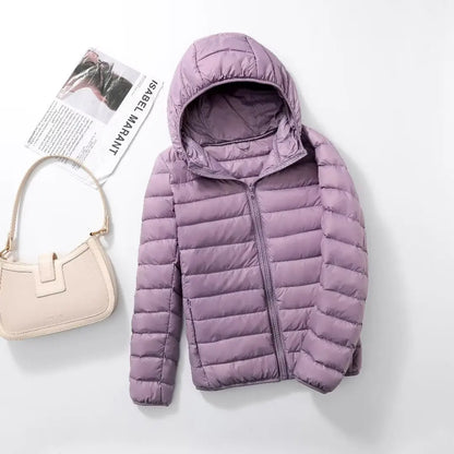 Women's Lightweight Hooded Duck Down Puffer Jacket