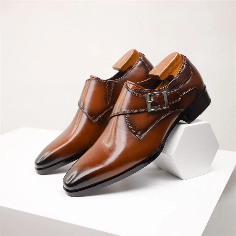 Classic Buckle Leather Dress Shoes