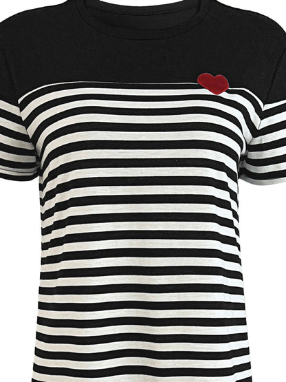 Trendy Striped Colorblock T-Shirt Dress