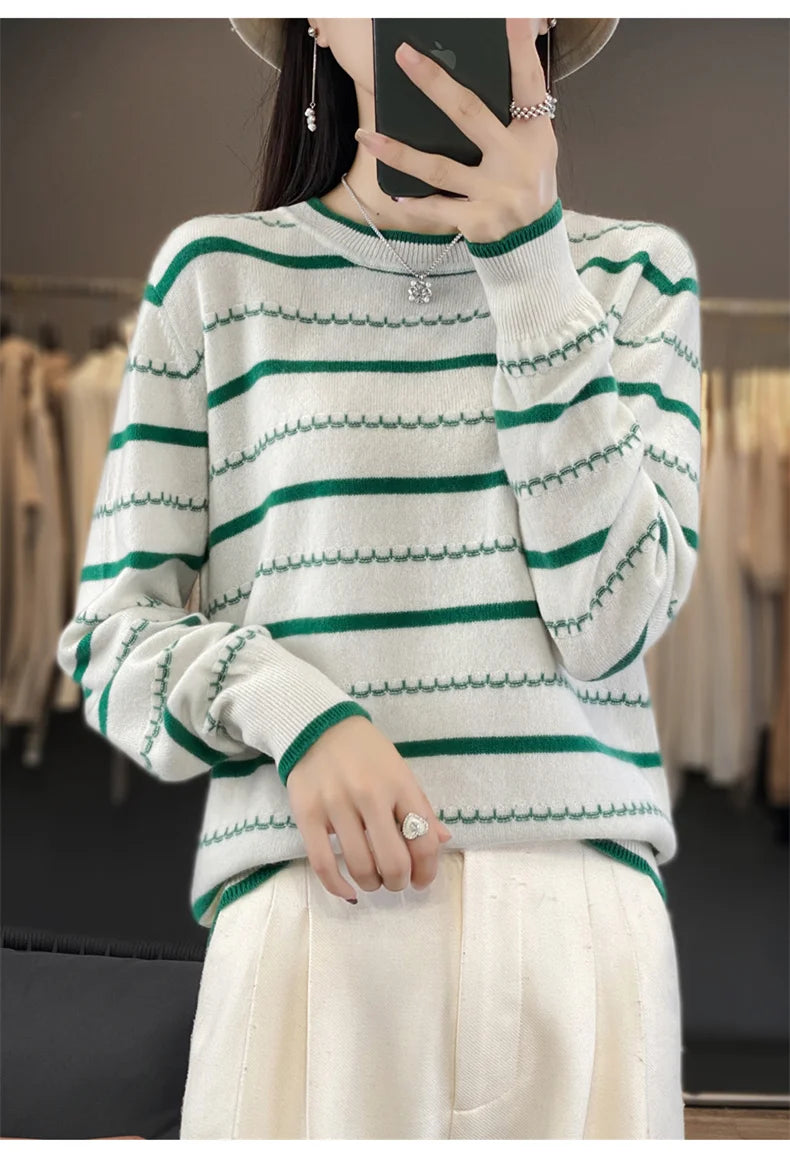 Women’s Striped Cotton Pullover Sweater