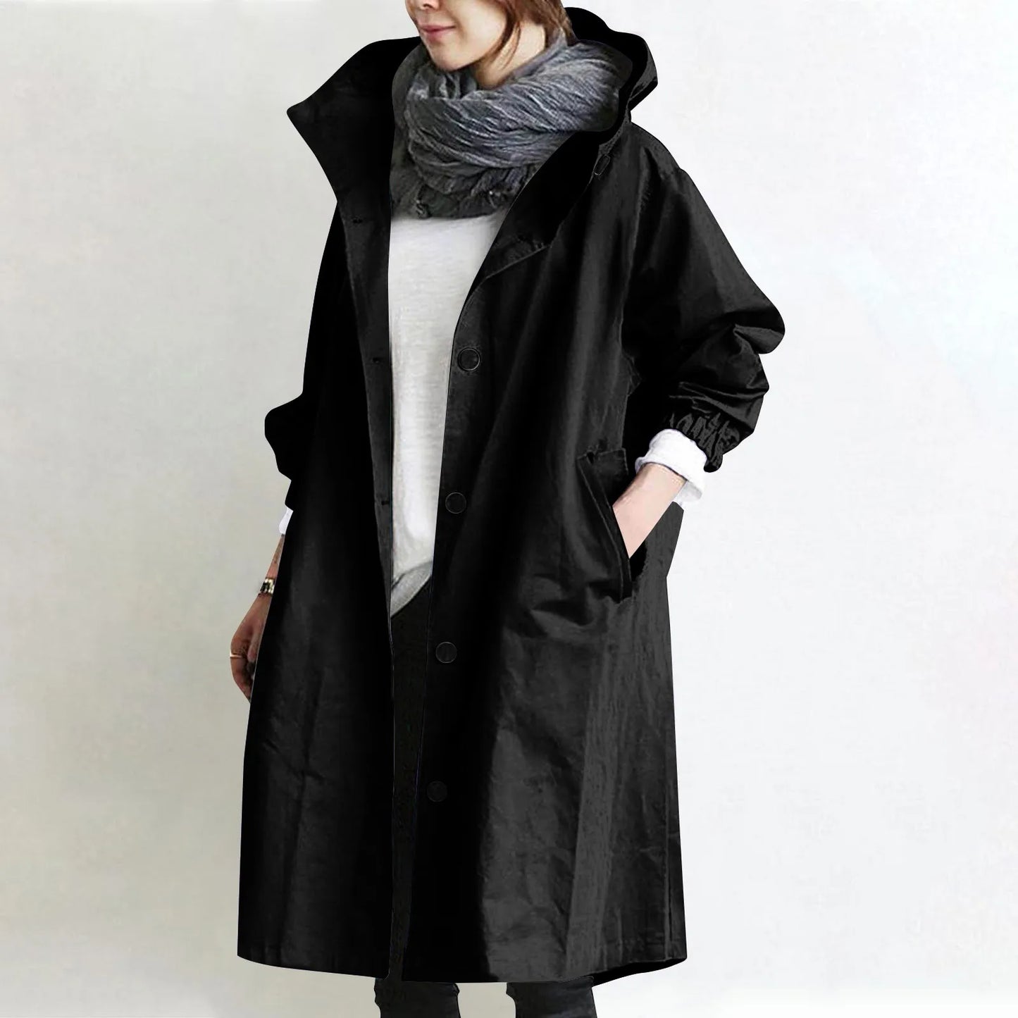 Women’s Long Hooded Trench Coat