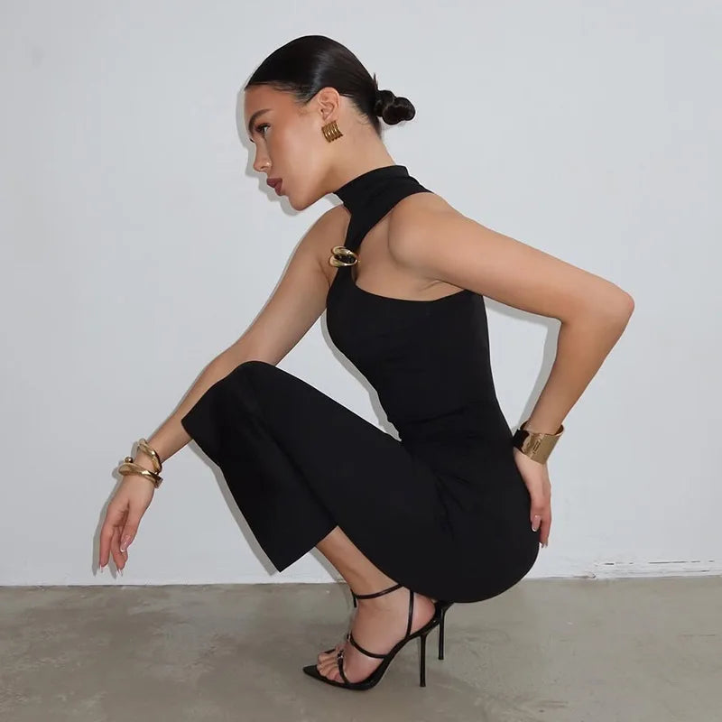 Sleek Noir Off-Shoulder Bodycon Dress