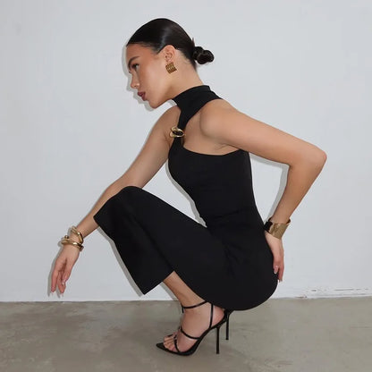 Sleek Noir Off-Shoulder Bodycon Dress