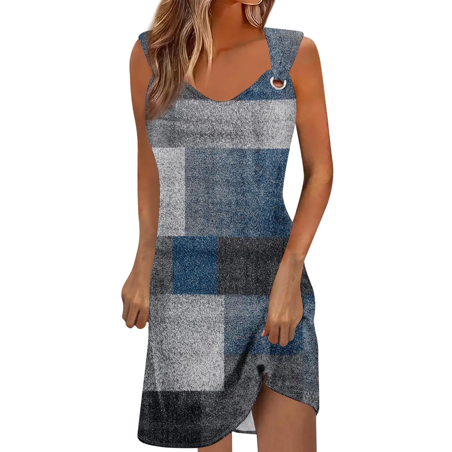 Polka Dot V Neck Fishtail Dress