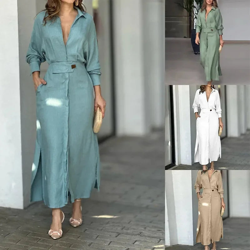 Elegance Defined Lapel Office Maxi Dress