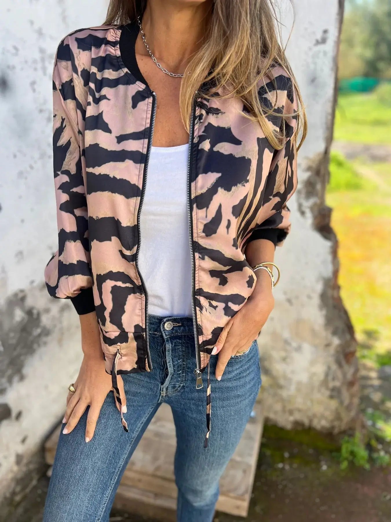 Leopard Print Bomber Jacket