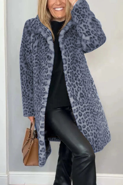 Leopard Print Faux Fur Coat — Bold, Warm & Elegant