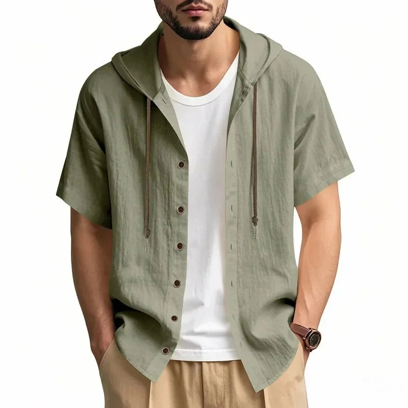 Lightweight Linen Hooded Summer Shirt